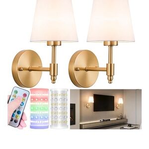 Gold Wall Sconce Set with Remote Control